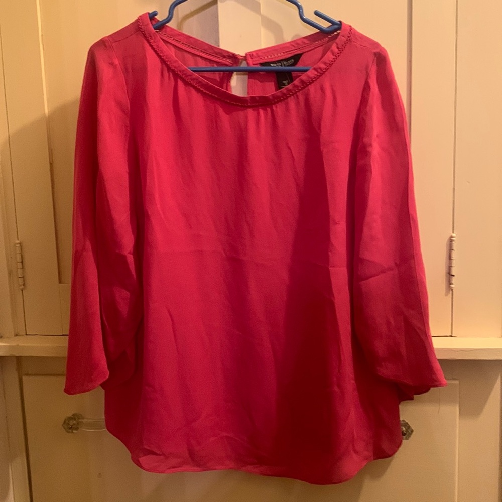 White House Black Market Silk Pink Top Size 14